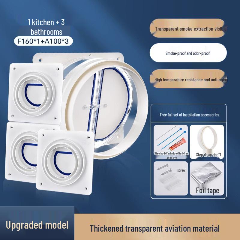 Universal Submersible Range Hood and Bathroom Flue Check Valve for Smoke Prevention