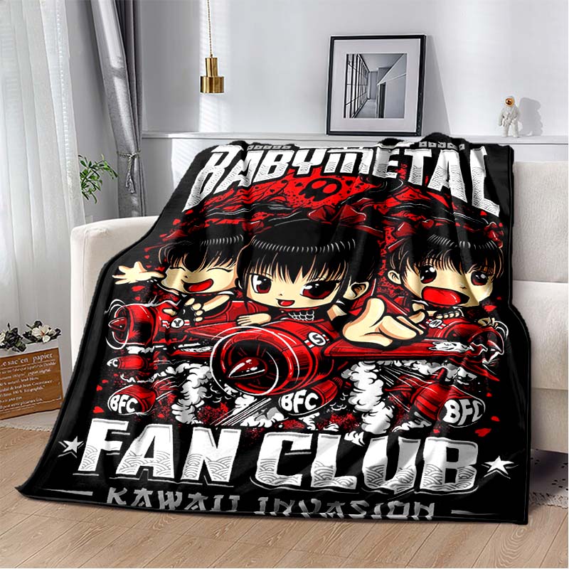 2026 New Babymetal Combination Printed Plush Soft Blanket Home Sofa Bed Warm Office Travel Picnic Flannel Blanket Bed Cover Gift