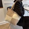 IELGY Fashion All-match Color Contrast Stitching Large Capacity Shoulder Bag Women