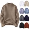 Men's Solid Color Plus Fleece Sweater Knitted Sweater Men's Casual Plus Fleece Bottoming Shirt