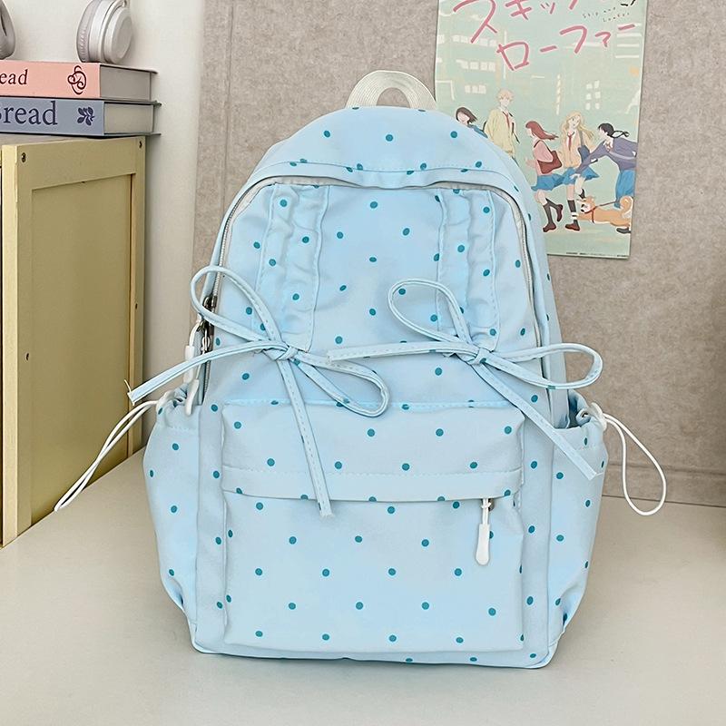Schoolbag Japanese Ins Summer Girl Small Fresh Backpack Women's Lightweight Anti-splashing Cute Bow College Student Backpack