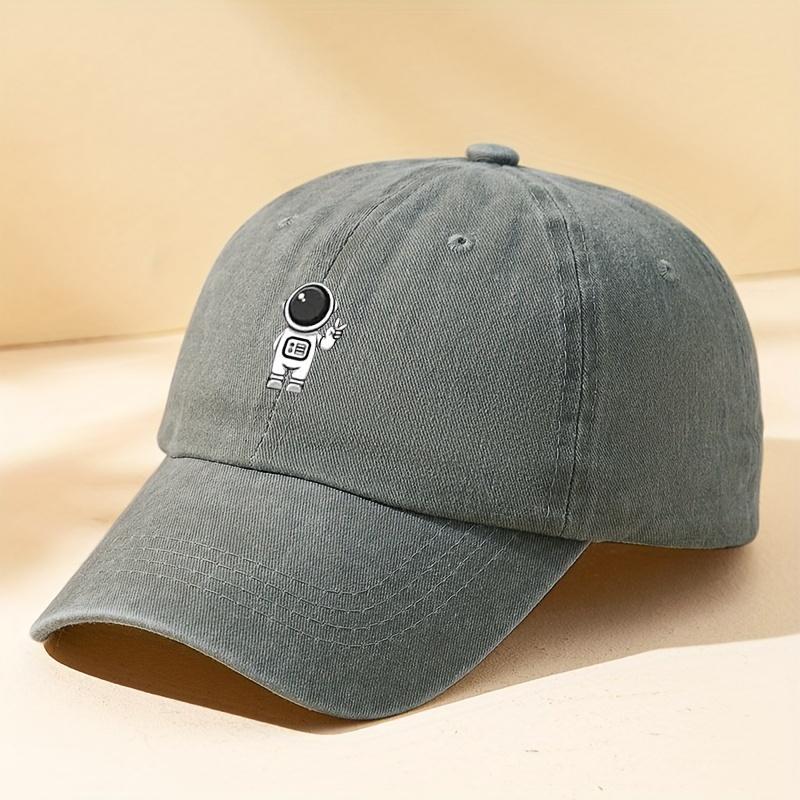 Mens Washed Baseball Cap Astronaut Print Cartoon Peaked Cap Ideal Choice For GiftsAppropriate for Any Season