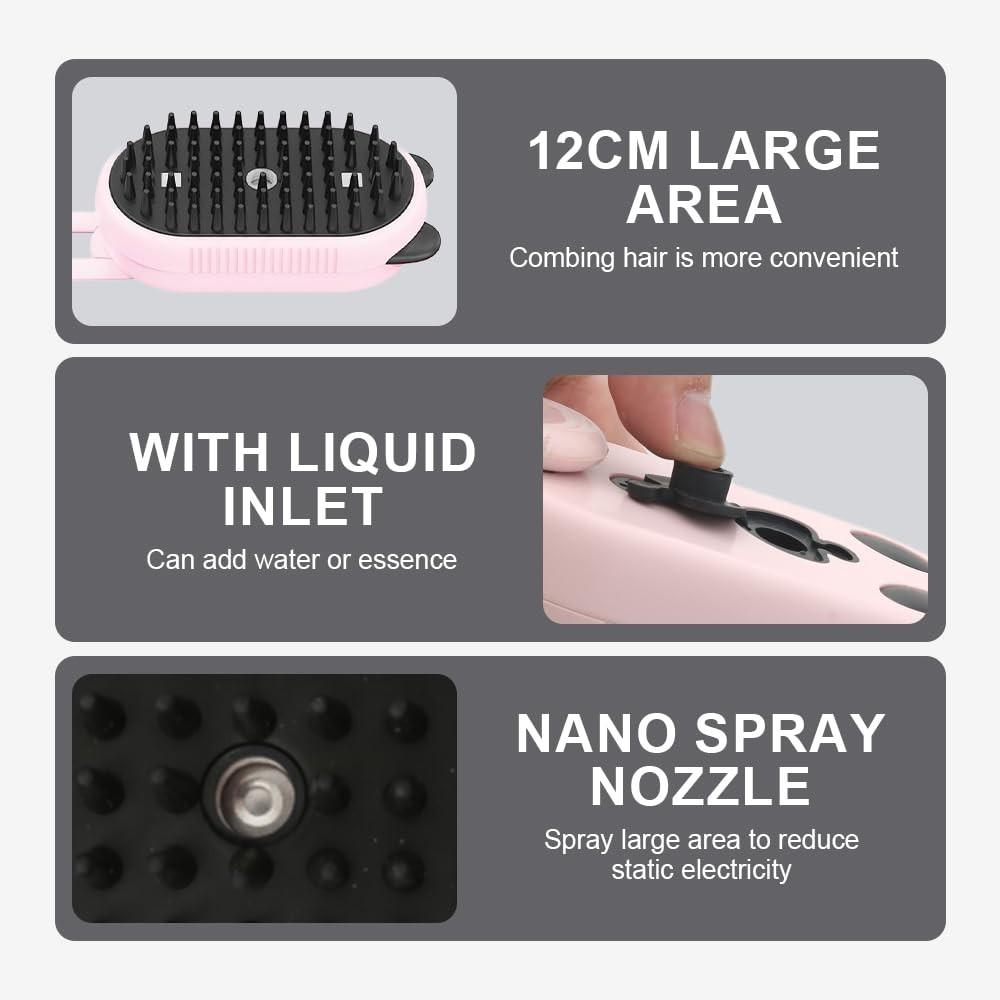 Pet Steam Grooming Brush, Used For Massaging And Cleaning Pet Hair