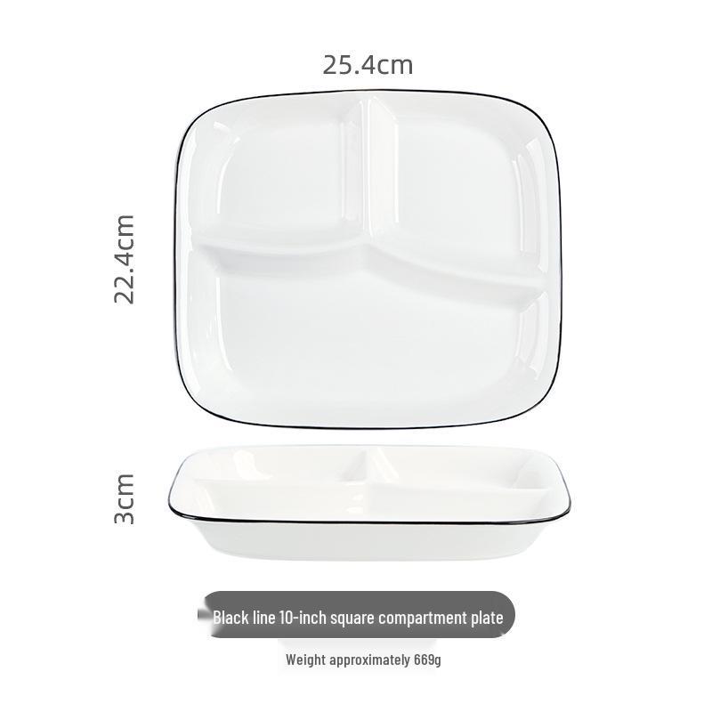 Portion Control Ceramic Plate: Round 3-Compartment, Square 5-Compartment for Diet & Kids' Meals
