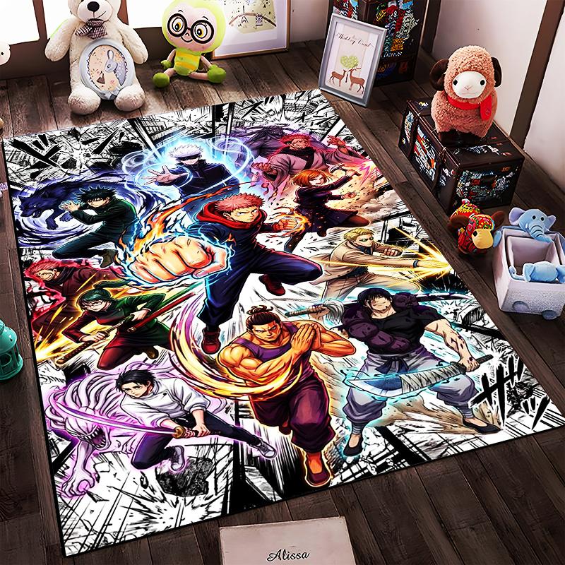 Anime-Style Carpet with Energetic Characters and Action Design Suitable for use as an anti-slip for living room bedroom sofas