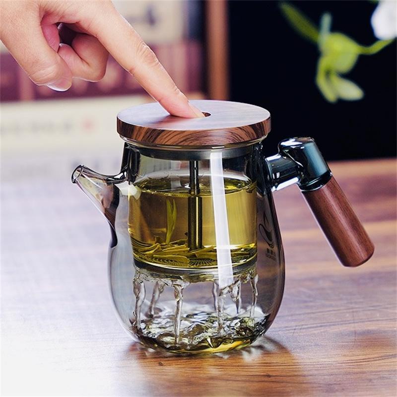 600ml One Tough Tea Filtering High Borosilicate Glass Teapot Lazy Household Brewing Tea Kettle Kung Fu Teaware Set