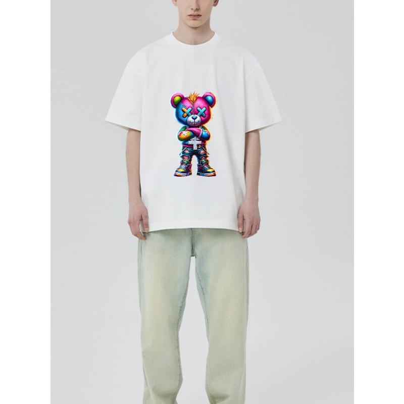 Unisex Oversized T Shirt Black Kaws Bear Graffiti Print Streetwear Fashion Casual Wear for Men and Women Artistic Design Trendy Outfit Statement Piece