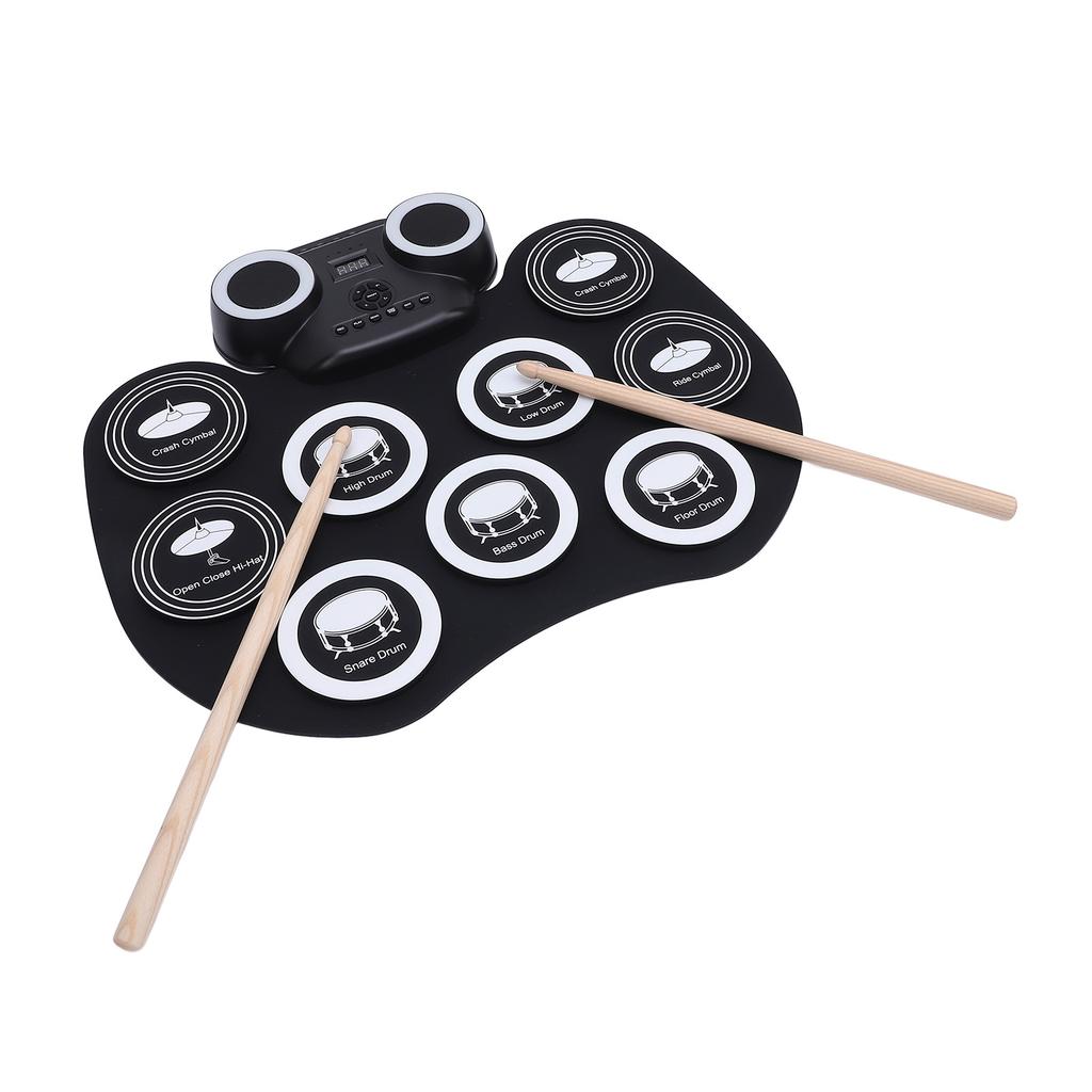 9 Pad Electric Drum Set with Pedals Stick Multifunctional Portable Roll Up Electronic Drum Pad for B