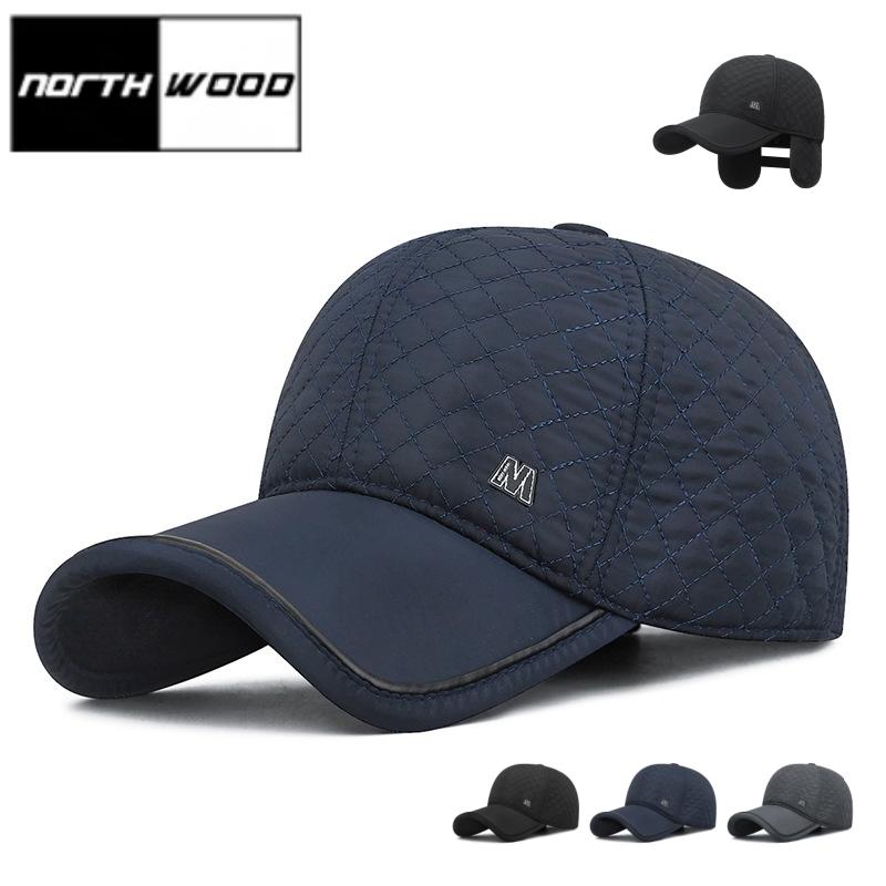 NORTHWOOD Men's Winter Hats with Velvet Ear Protection Warm Duck Tongue Hats Outdoor Cold Proof Dad Baseball Caps