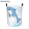 Circular Laundry Basket Featuring a Whimsical Dolphin Cloud Design, Collapsible And Space-Efficient Multifunctional Storage Box Made of Polyester Fabr
