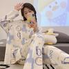 New Style Pajamas for Women in Spring and Autumn, Long Sleeved Pants, Loose Cardigans, Cartoon Home Clothes