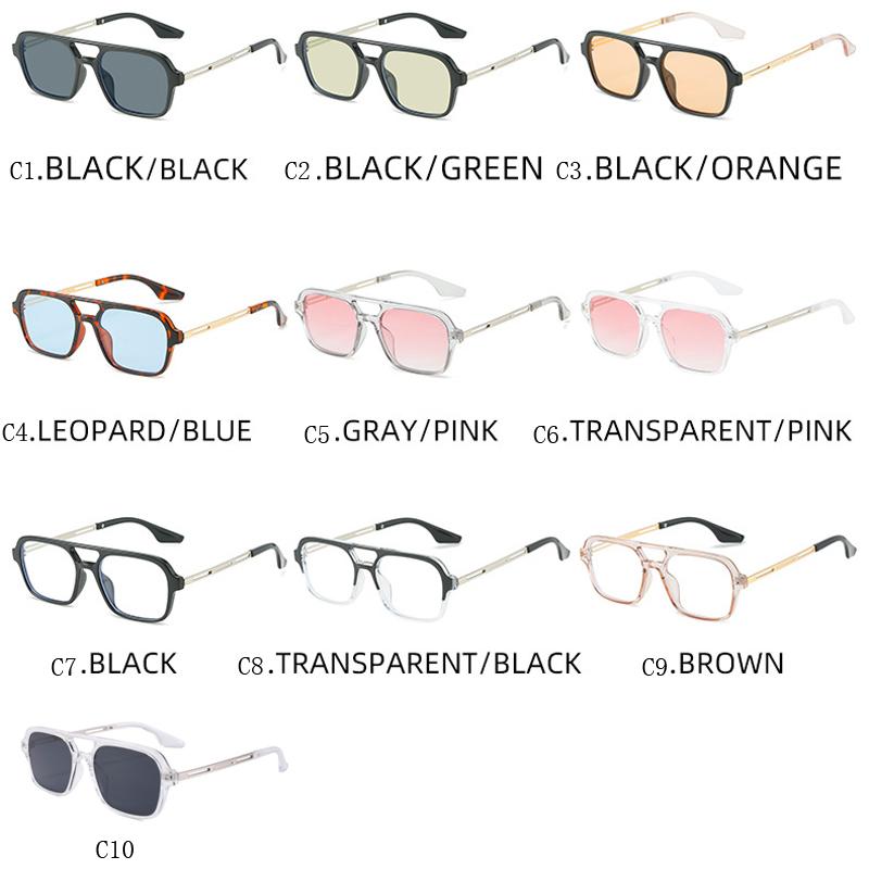 Retro Square Sunglasses Men Women Unisex Fashion Double Beam Trendy European American Style UV Protection