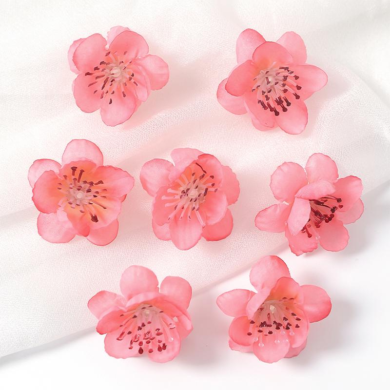 10/20Pcs 4cm Silk Peach Blossom Petals Simulation Cherry Blossom Flowers Heads for Home Room Dceor Bridal Wedding Decoration