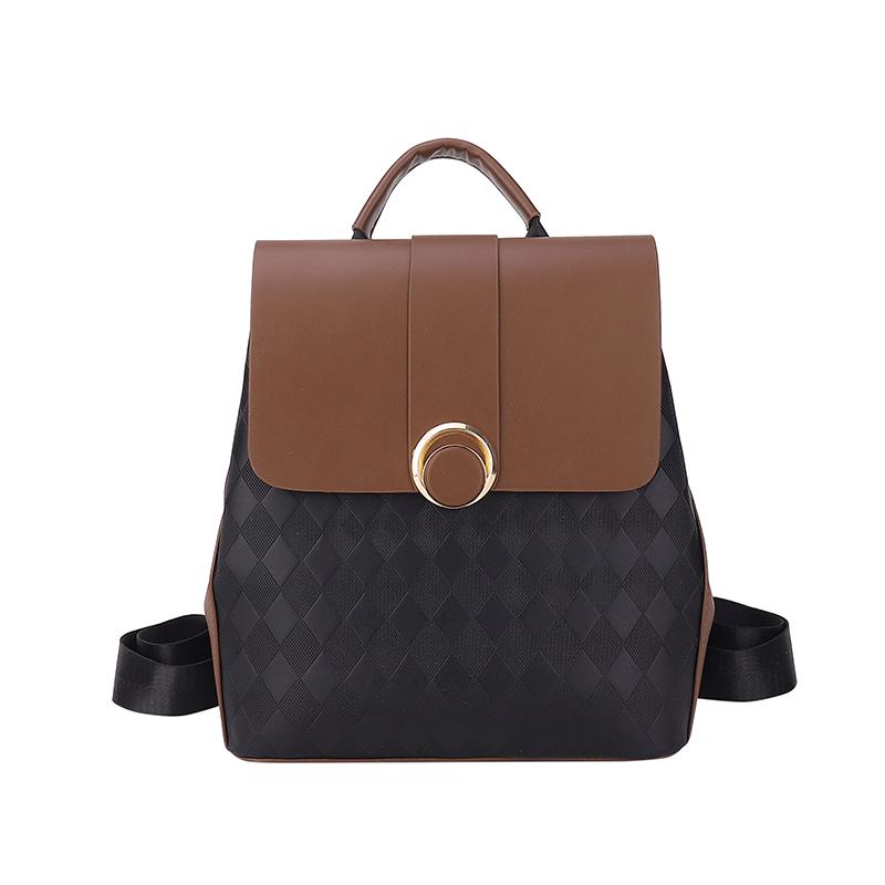 Plaid Commuter Backpack Female Desinvolte New Soft Leather Large Capacity Fashion All-Match Backpack