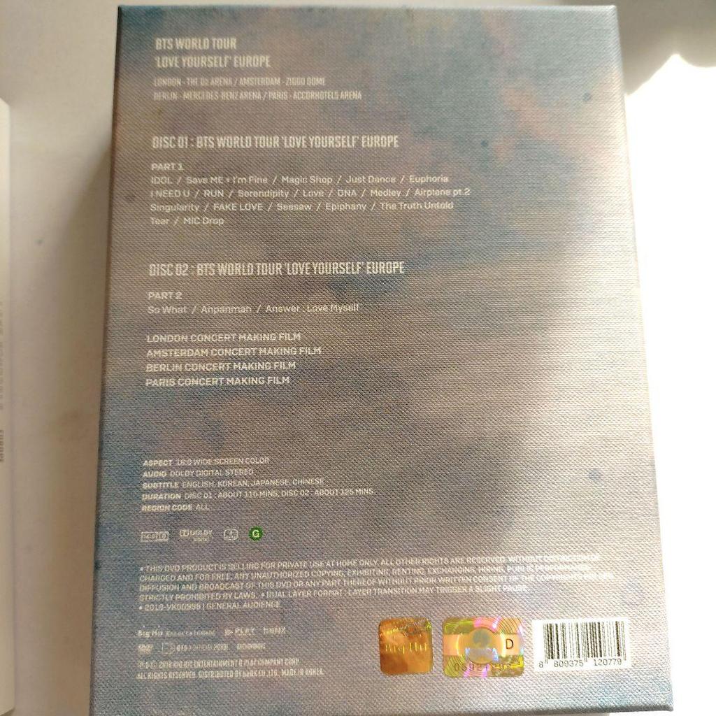 [USED] BTS LOVE YOURSELF in Europe DVD