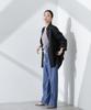 Nano Universe Linen Basic Wide F Anti-Smell Shirt, Women's, 010, Black, 673-5120309