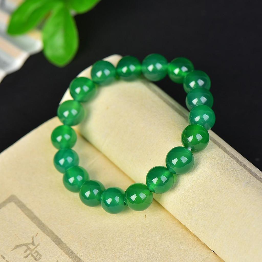 7A Natural Green Agate Bracelet for Men & Women - Versatile Couple Style High Ice Green Chalcedony Single Strand