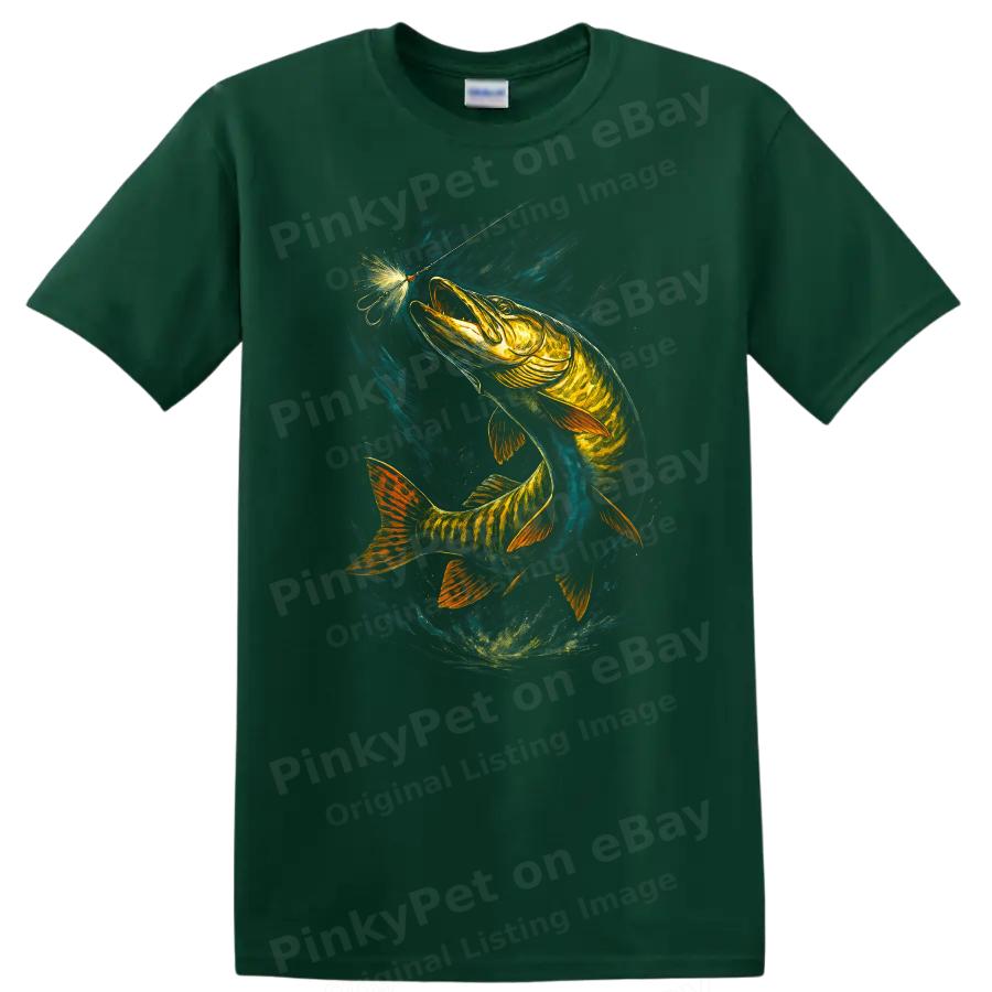 Muskie Fishing T Shirt Fish Artwork Angler Gift Adventure Tee