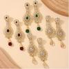 Arab‑Style Elegant Moroccan Drop Earrings For Women Gold‑Plated Multi‑Color Rhinestones Wedding Jewelry Valentine'S Day Gift
