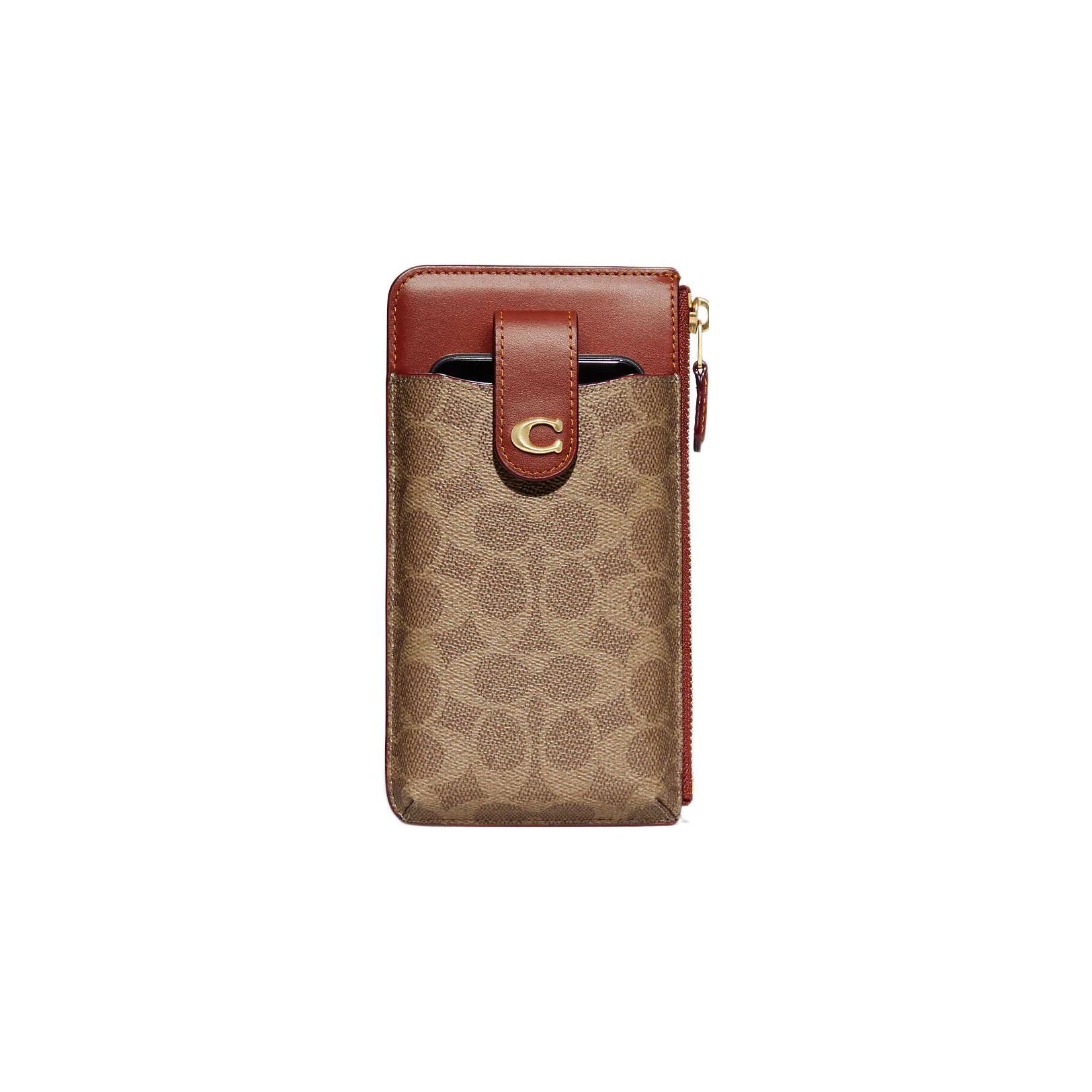 

Coach Essential 10 Solid Color Letter Logo Lock Classic Monogram Coated Canvas With Fine Calfskin Phone Bag Wallet Women Wallet CJ867-B4NQ4 Basic Set (Bag+Dust Bag)