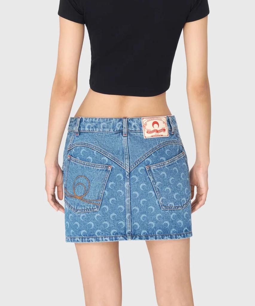MARINE SERRE (W) 25Ss Moon Laser Denim Mini Skirt Light Blue