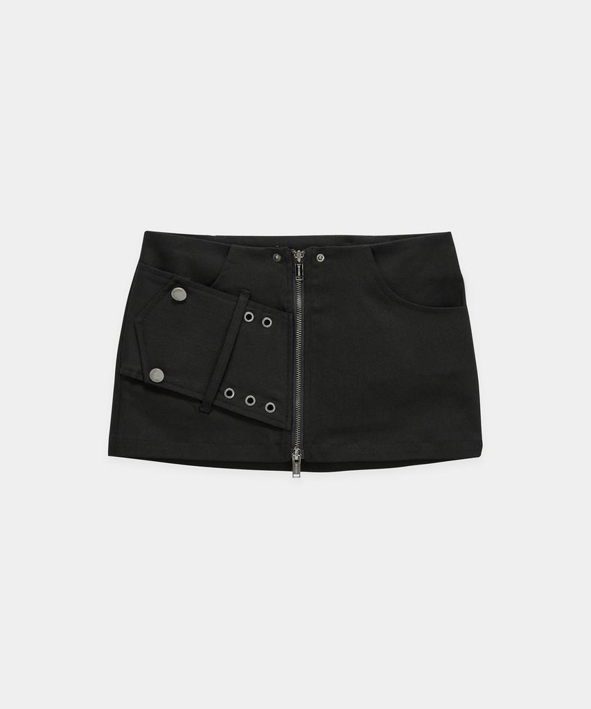 ETRE AU SOMMET Front Zip Belt Detail Mini Skirt (Black)