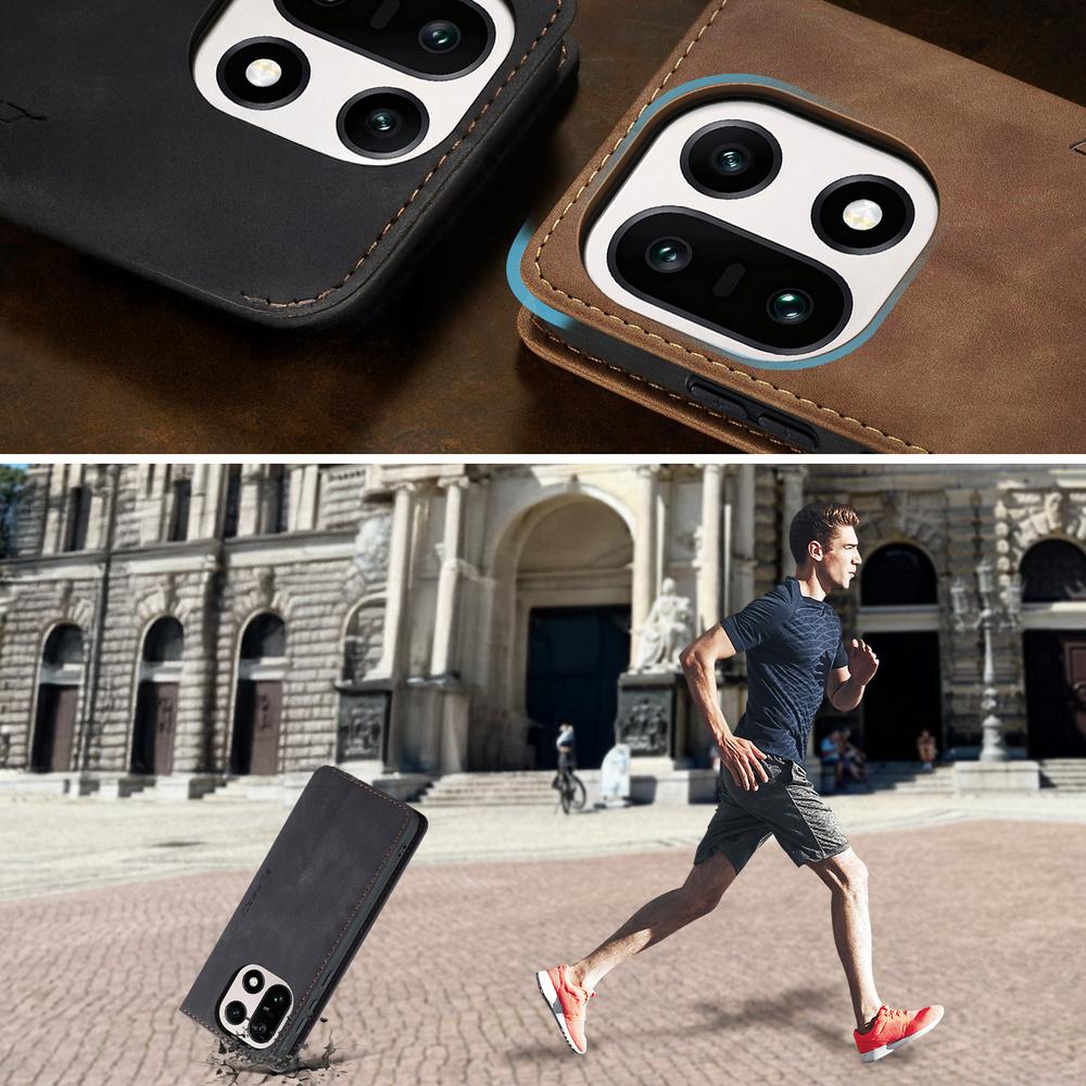 CASEME Case for OnePlus 15, Leather Wallet Case, Black