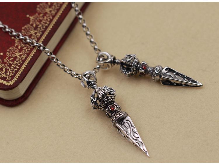 Ethnic Vajra Pendant Necklace, Thai Silver, S925 Sterling, Unisex Jewelry Charm