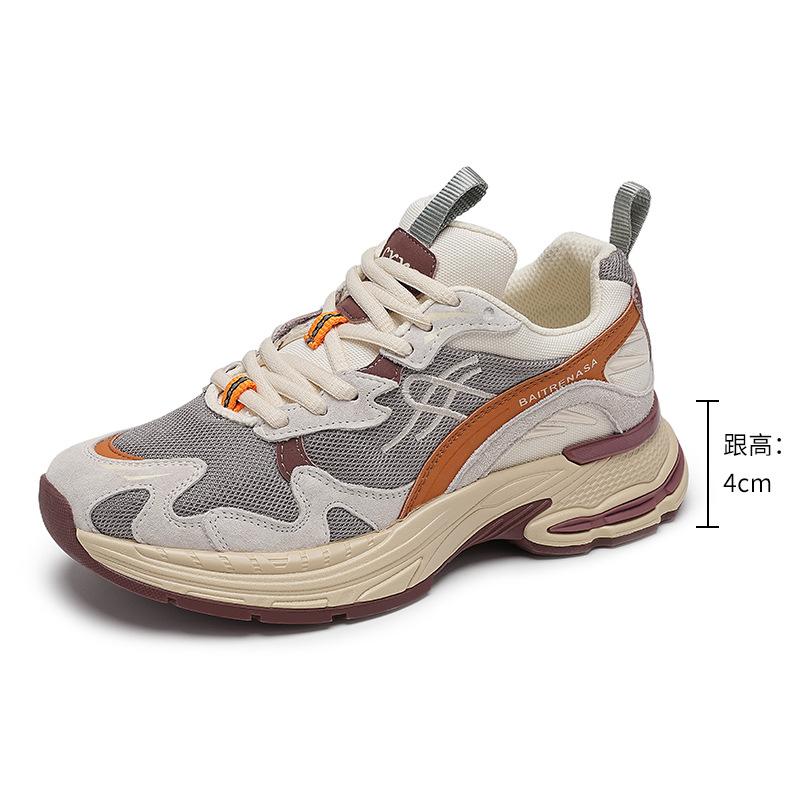 Platform shoes breathable and versatile high-end women's shoes small people show height new 2025 casual shoes dad shoes