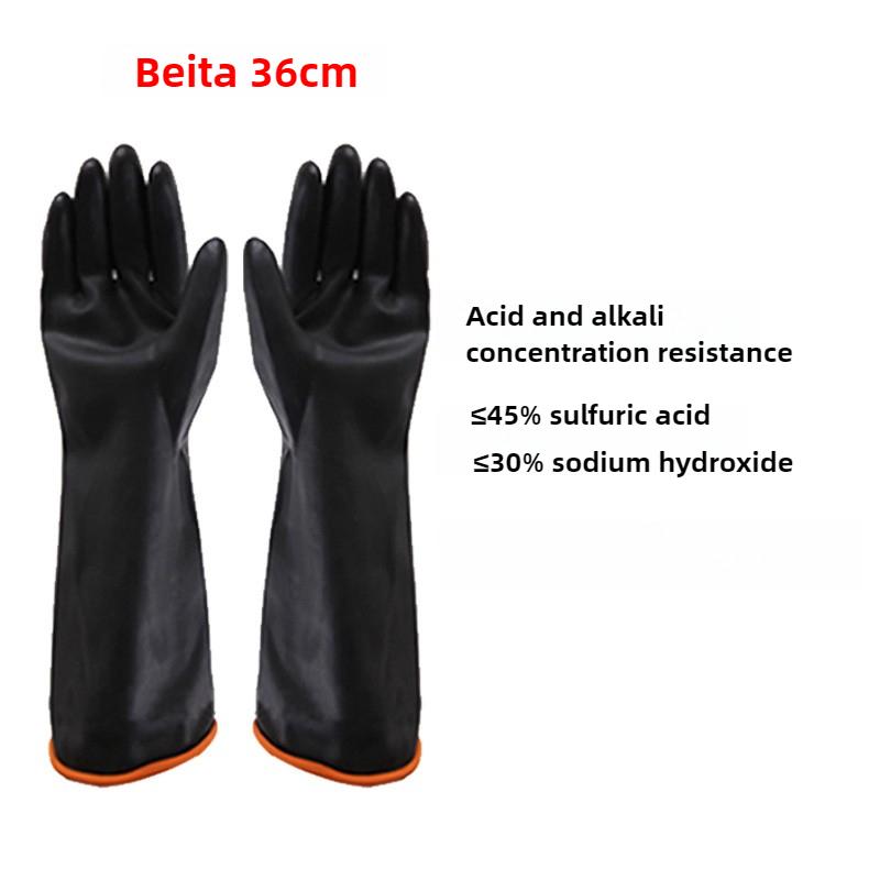Säure- und Alkalibeständige Handschuhe aus Gummi, Schwarz, doppelwandig, verlängert und verdickt, Industrielle Chemikalienschutzhandschuhe