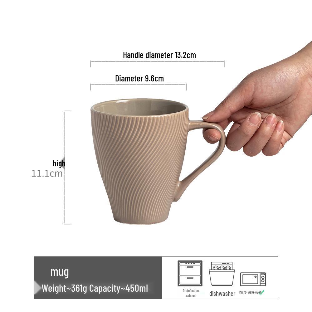 Retro Embossed Ceramic Mug – Office & Home Coffee, Tea, or Water Cup