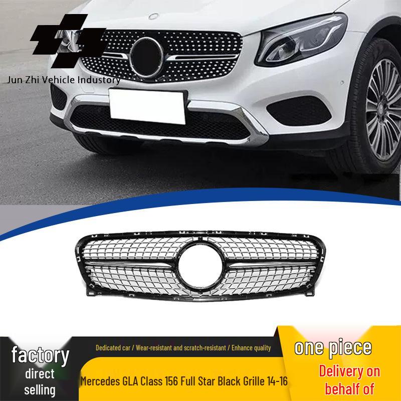 Replacement Grille for 2014-2016 Mercedes-Benz GLA-Class W156 in Starry Black.