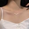 Design Sense Smile Cut Flower Bead Necklace with Feminine Temperament High Grade Small Exquisite Crowd Pendant
