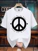 200g 100% Cotton Graphic T-shirt - Black Casual Short Sleeve Tee with Peace Symbol & Inspirational Quote Print