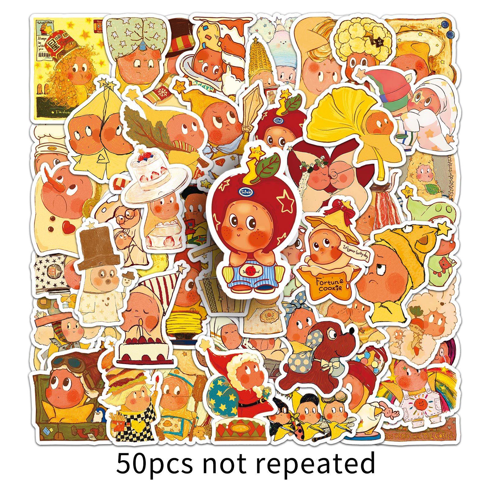 

50-piece Set of Adorable Star-themed Cartoon Waterproof Decorative Phone Case and Water Bottle Stickers set of 50pcs