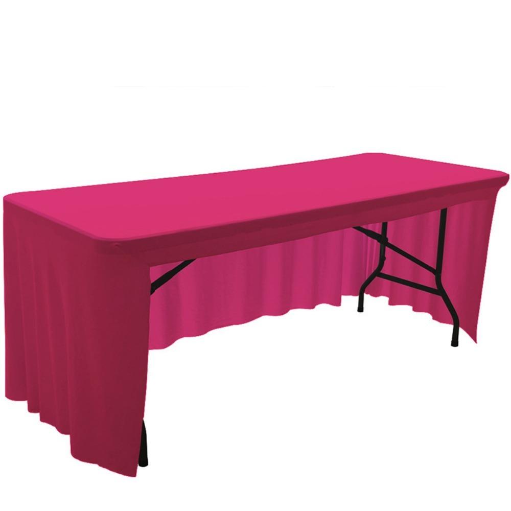 Simple Solid Color Spandex Stretch Tablecloth Rectangular Dustproof Table Cover Soft Washable Table Skirt Hotel