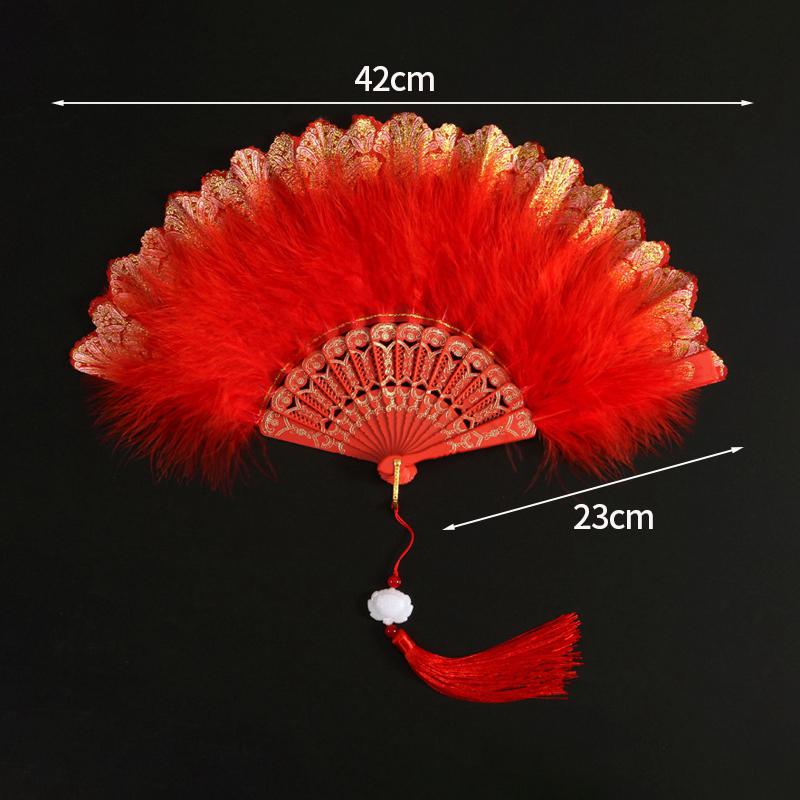 Classical Silk Folding Fan Chinese Style Dancing Foldable Feather Fan Portable Crafts Gift Creative Wedding Party Photo Props