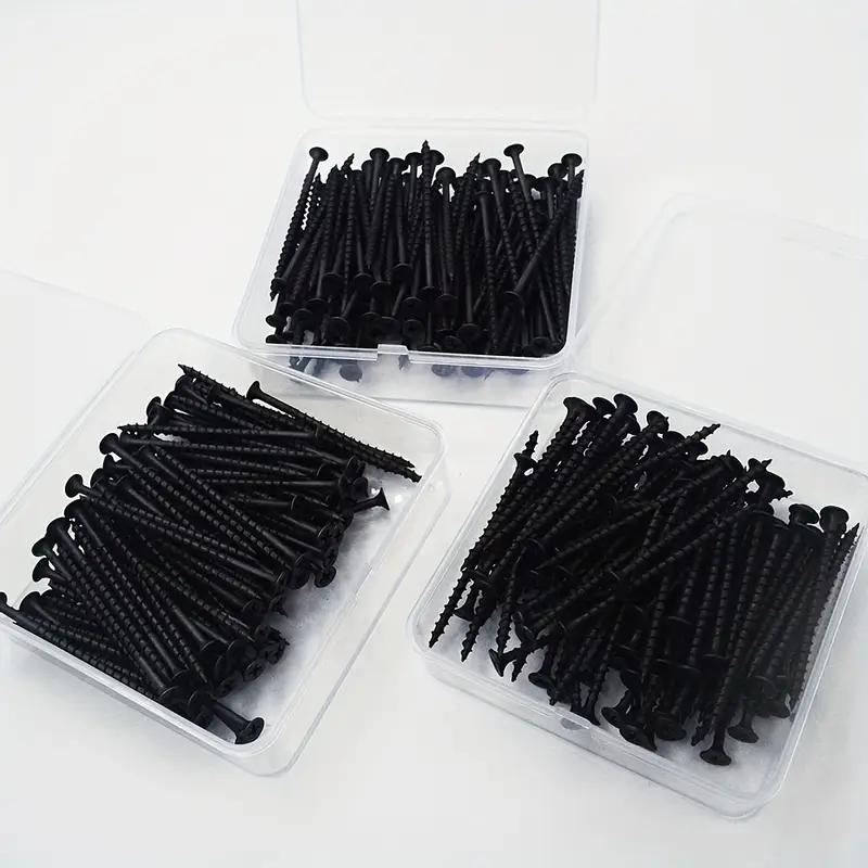 50pcs Black High-strength M3.5 Coarse Thread Screws with Countersunk Head Self-Tapping for Drywall Gypsum Board