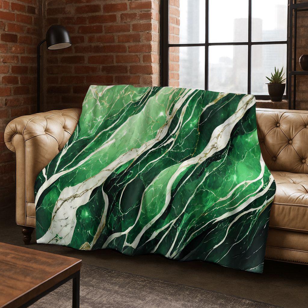 Dream Colorful Stone Texture Marble Black Green Gold  Flannel Blanket,Cozy Soft Throw Blanket for Home Bedroom Bed Sofa Gift