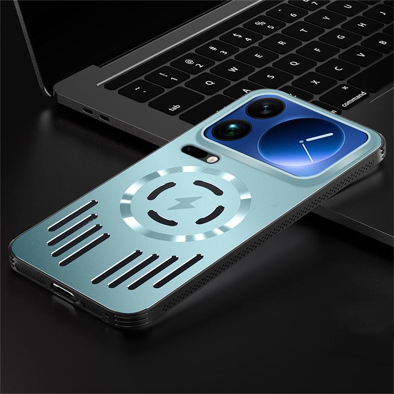 Hard Metal Heat Dissipation Magnetic Wireless Charging Cover For Xiaomi 17 Pro Max 15 Ultra 14 13 Pro Cool Protective Back Case