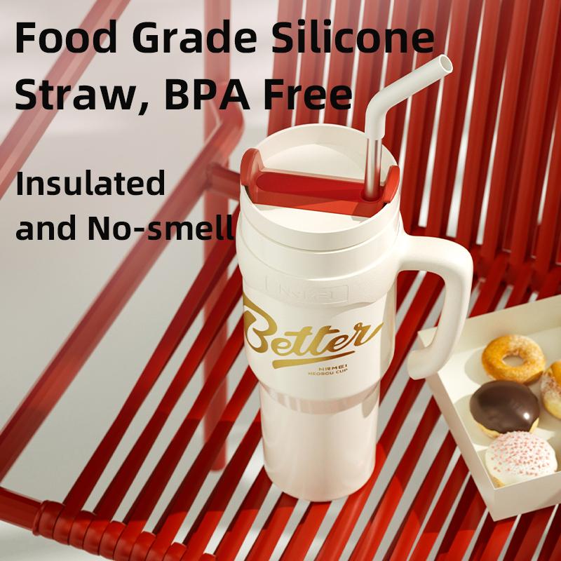 Stainless Tumbler Cup with Straw and Handle Keep Hot and Cold Thermal Bottle Outdoor Portable Large Capacity Coffee Mug 1300ML