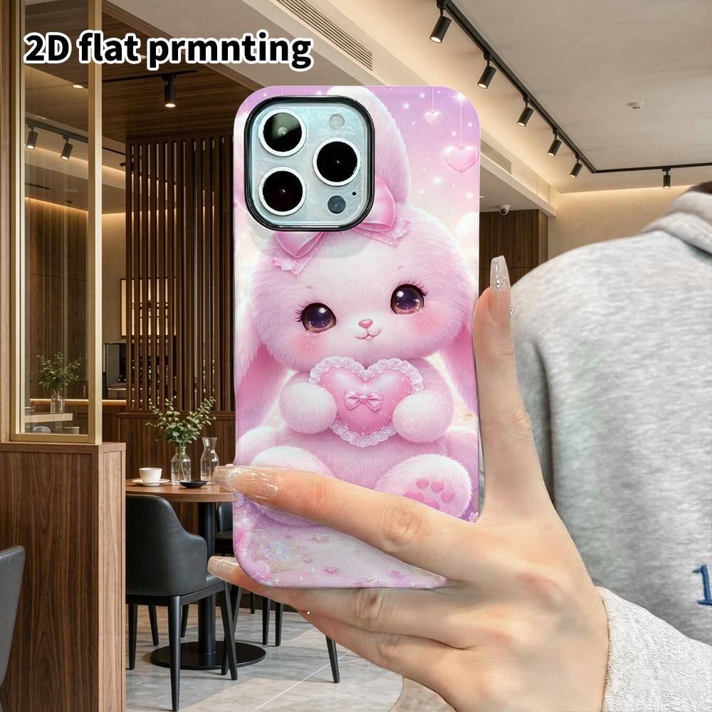 Phone Case: 2D Flat Design Suitable for iPhone 18, 17, 16, 15, 14, 13Pro Film Protective Case, Couple Style, Bowknot Little Bunny, Christmas and Hallo