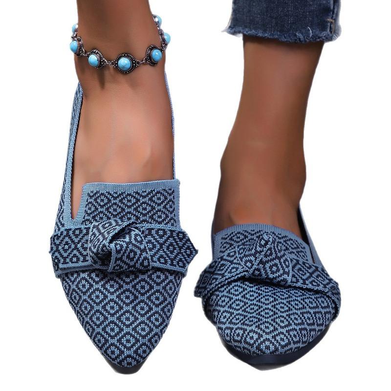 Large size lightweight pointed Doudou women's shoes spring and autumn new bow comfortable versatile non-slip women's shoes