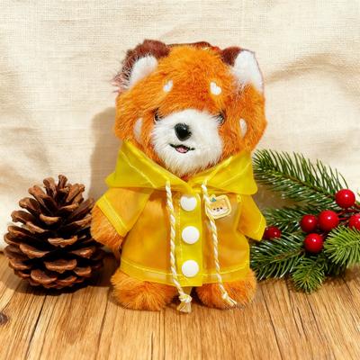 Kırmızı Panda Peluş Anahtarlık Küçük Çizgi Film Yağmurluklu Kırmızı Panda Çanta Charmı Doldurulmuş Hayvan El Çantası Cüzdan için Asılı Aksesuarlar