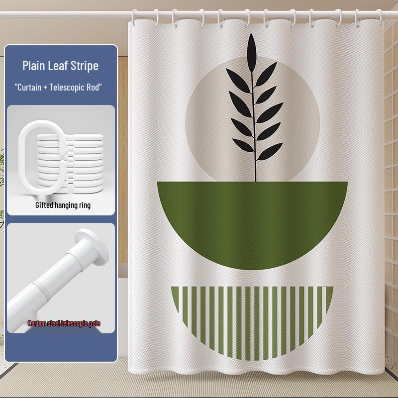 High-End Minimalist Floral Shower Curtain Set: Lazy-Style, Thickened, Waterproof, Mildew & Wrinkle Resistant.