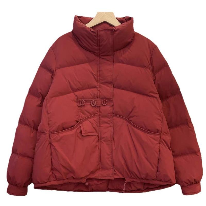 Down jacket short three-button bread jacket casual jacket stand-up collar white duck down warm fashion jacket