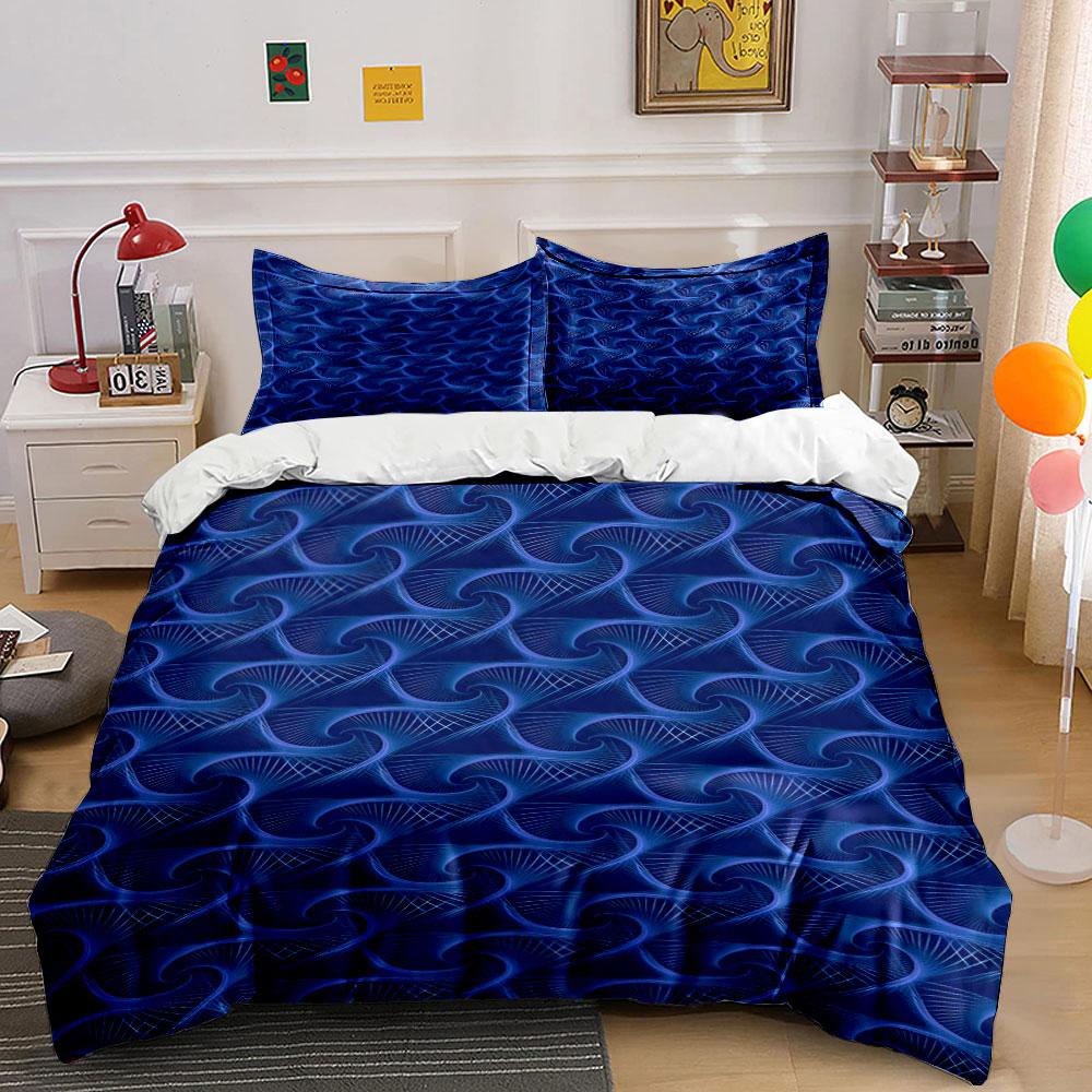 Blue swirling wave pattern. Bedding sets Duvet cover sets Duvet covers Pillowcases(1*Duvet Cover 2*Pillowcases without duvet insert)