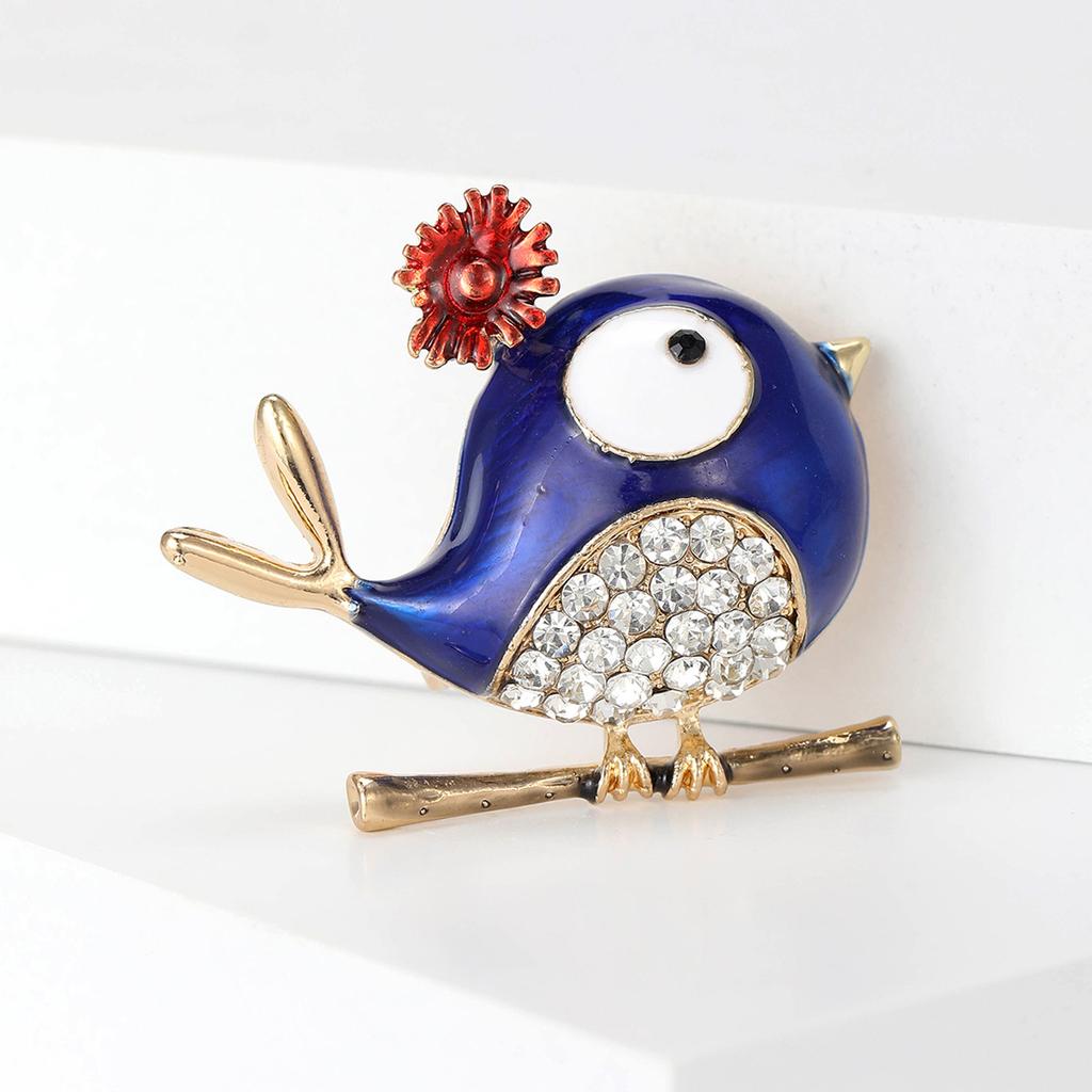 Cute Enamel Bird Brooches for Women Unisex Rhinestone Animal Pins Event Funny Luxury Gifts Friends Clothes Decoration