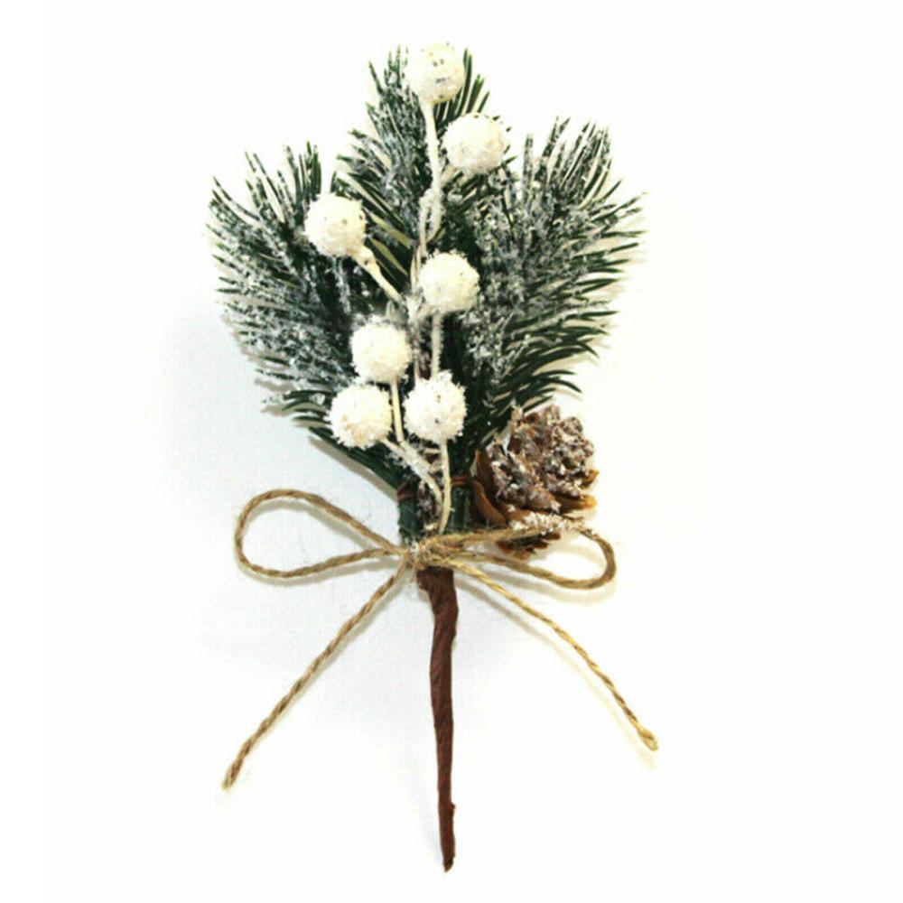 

1Pcs Christmas Red Berry Articifial Flower Pine Cone Branch Christmas Tree Decorations Ornament Gift Packaging Home DIY Wreath білий