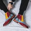 Herren Europäischer Stil Hohe Oxford Leder Patchwork Schnür-Knöchelboots